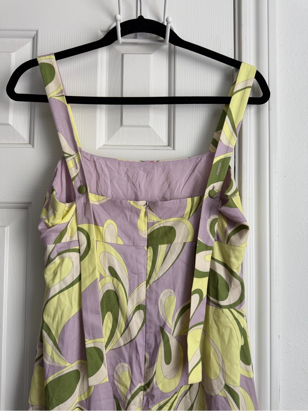 ANTONIO MELANI Lavender Maxi Dress with Olive & Pale Yellow Swirl Print - Picture 4 of 6